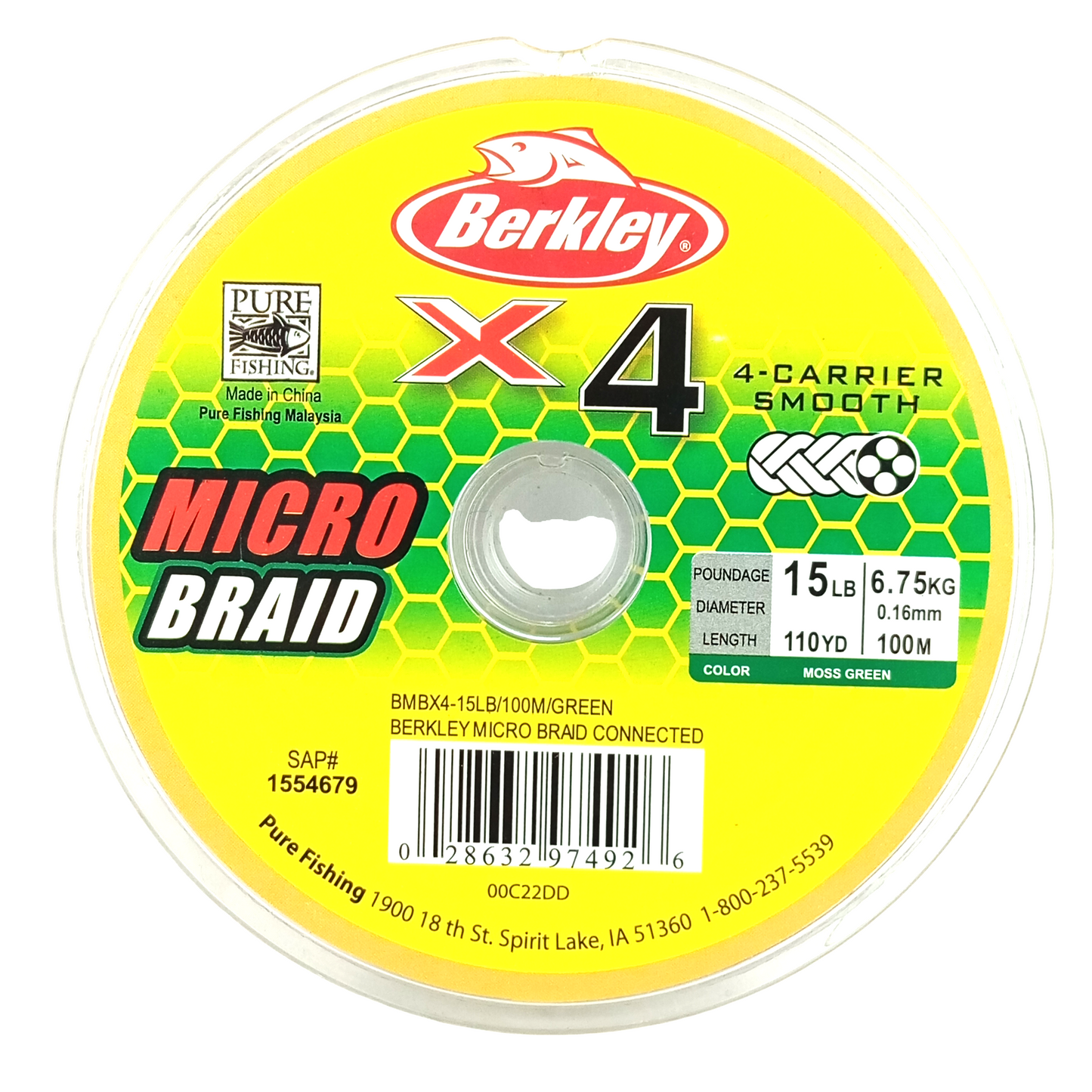 Berkley Micro Braid 4X Connected Spools 15lb,0.16mm Close Up Image