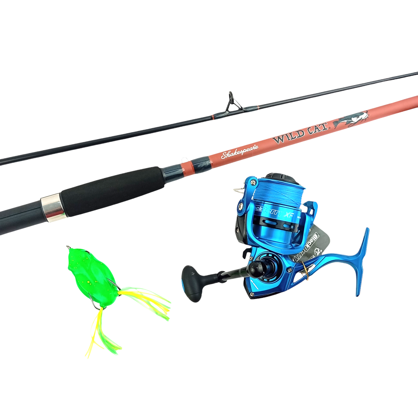 Budget Friendly Beginner Fresh Water Combo Fishing Rod & Reel Frog Snap Swivel Braid Line Complete Set