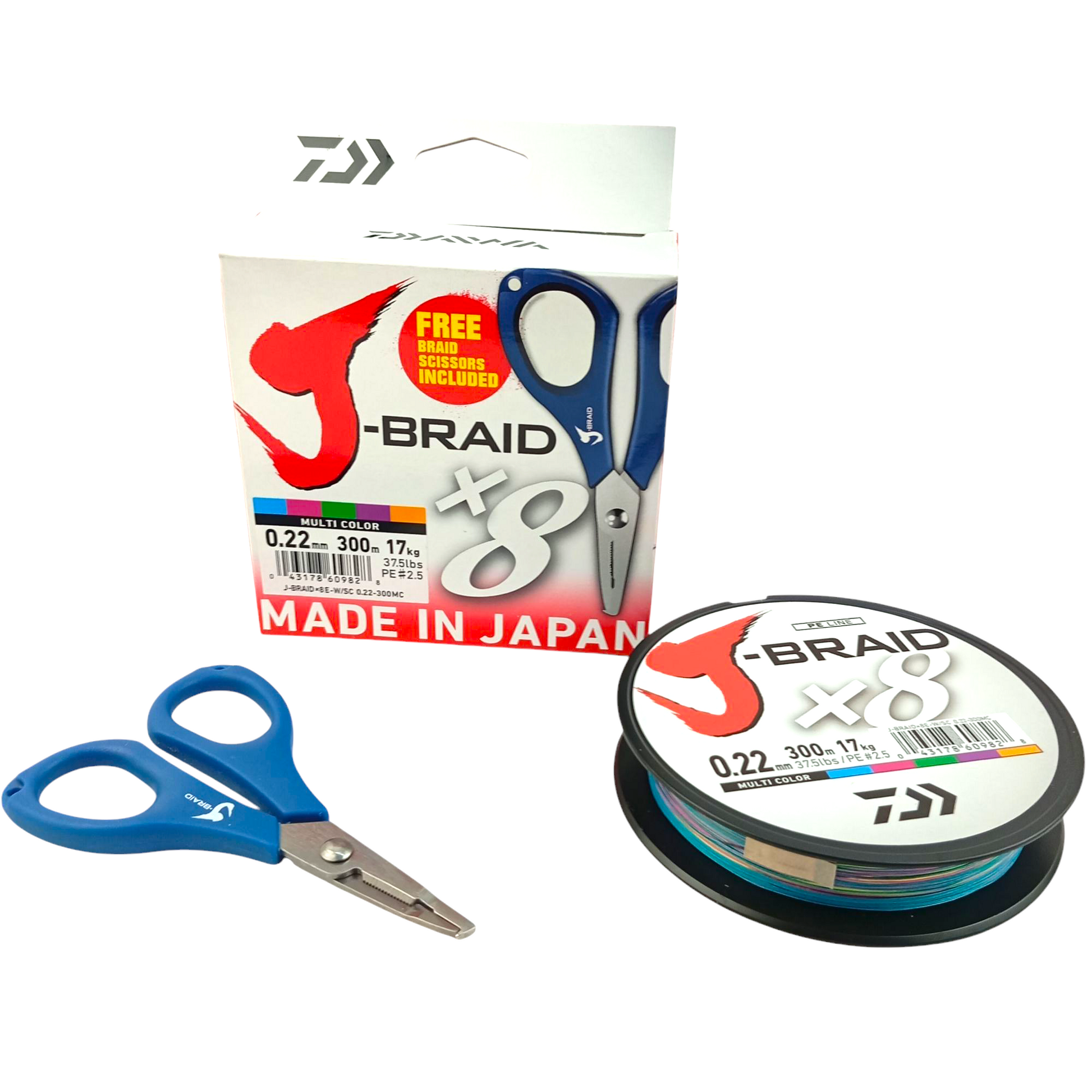 Dawa J-Braid X 8 Braided Line Multi Color Fishing Line
