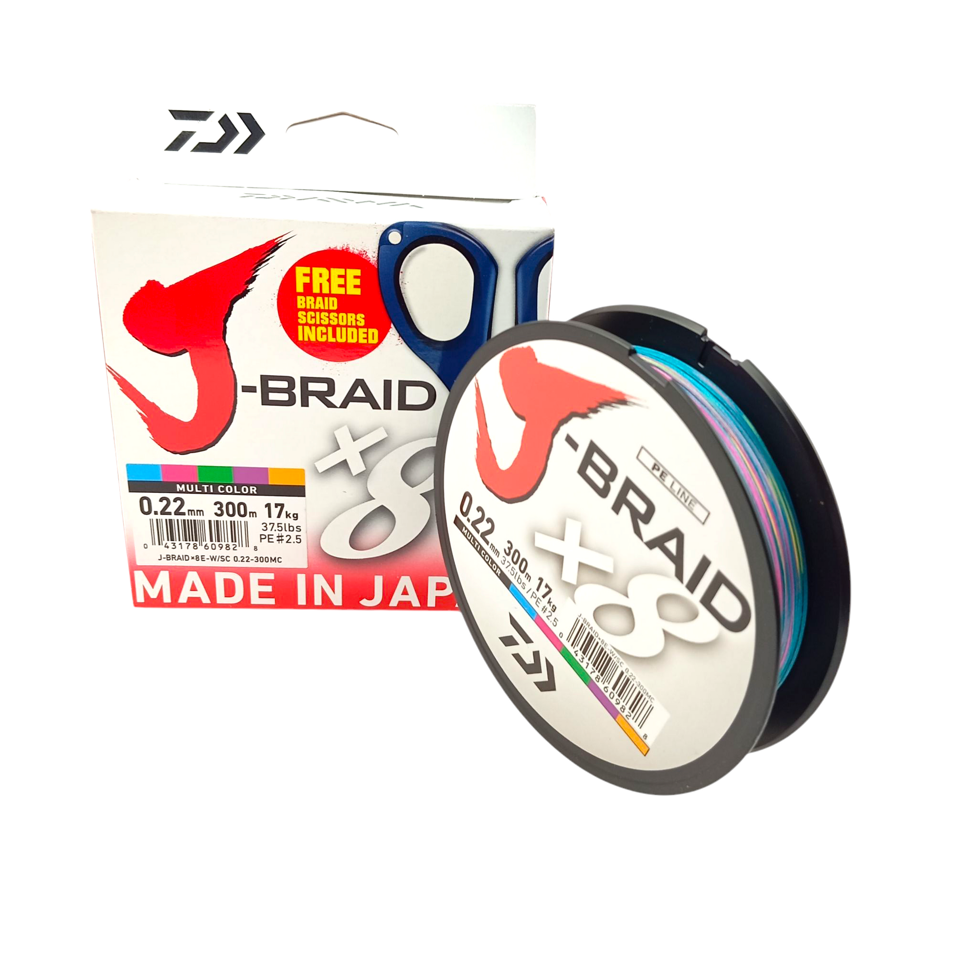 Dawa J-Braid X 8 Braided Line Multi Color Fishing Line