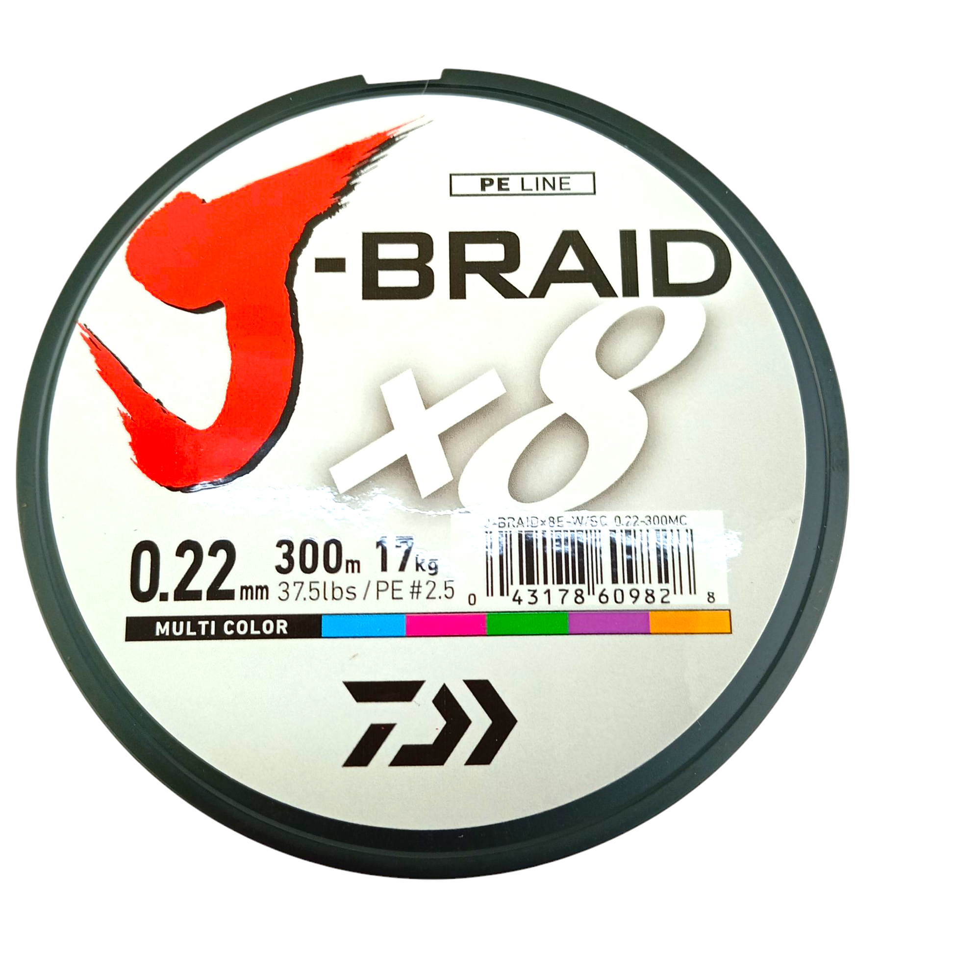 Dawa J-Braid X 8 Braided Line Multi Color Fishing Line
