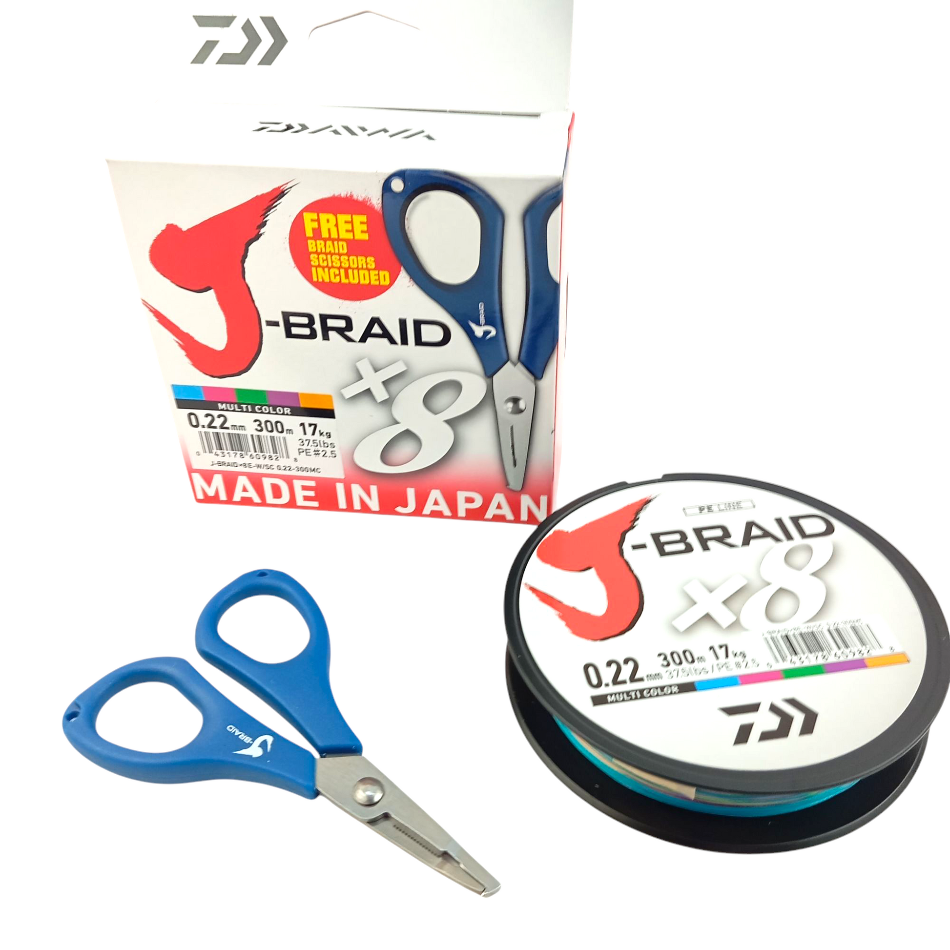 Dawa J-Braid X 8 Braided Line Multi Color Fishing Line