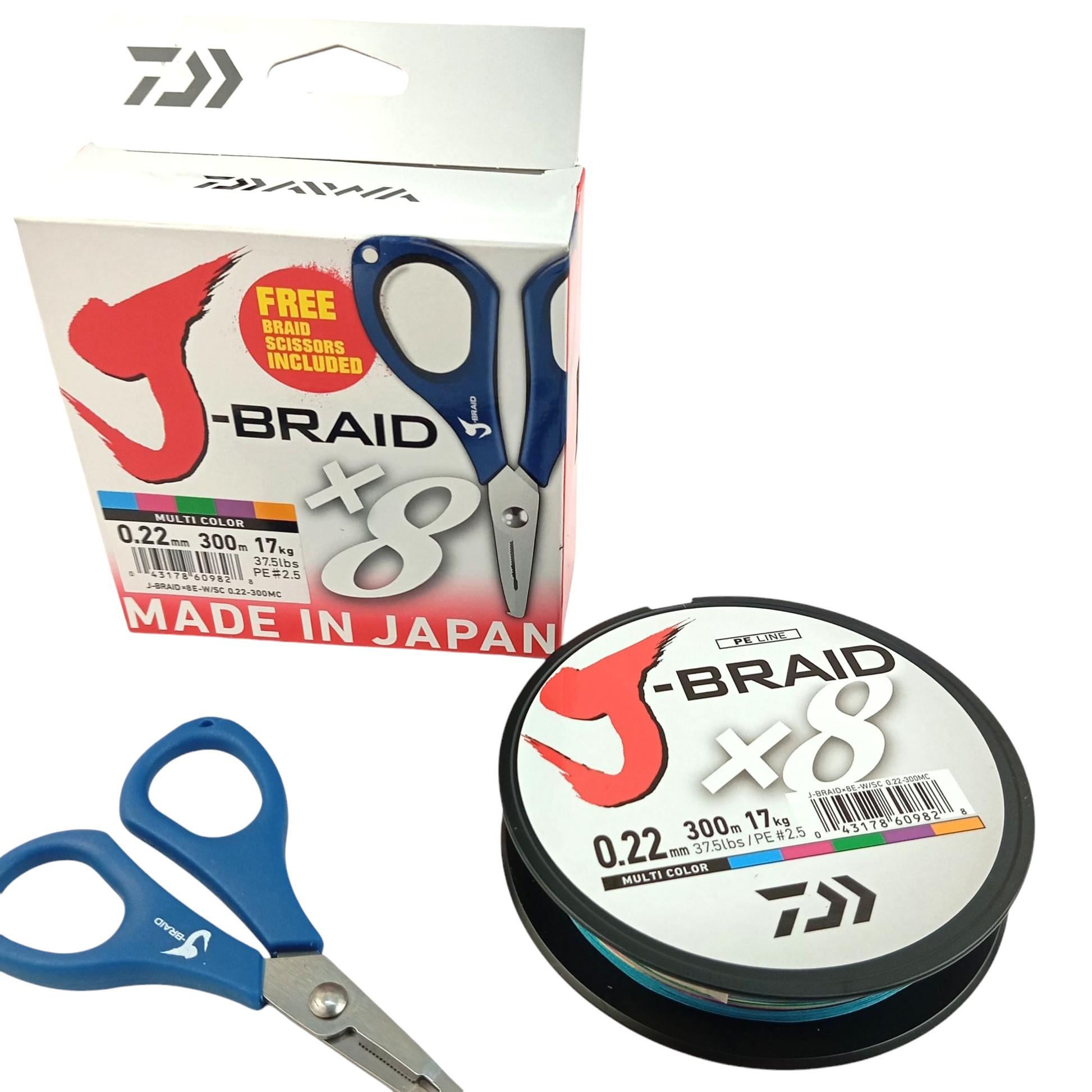 Dawa J-Braid X 8 Braided Line Multi Color Fishing Line