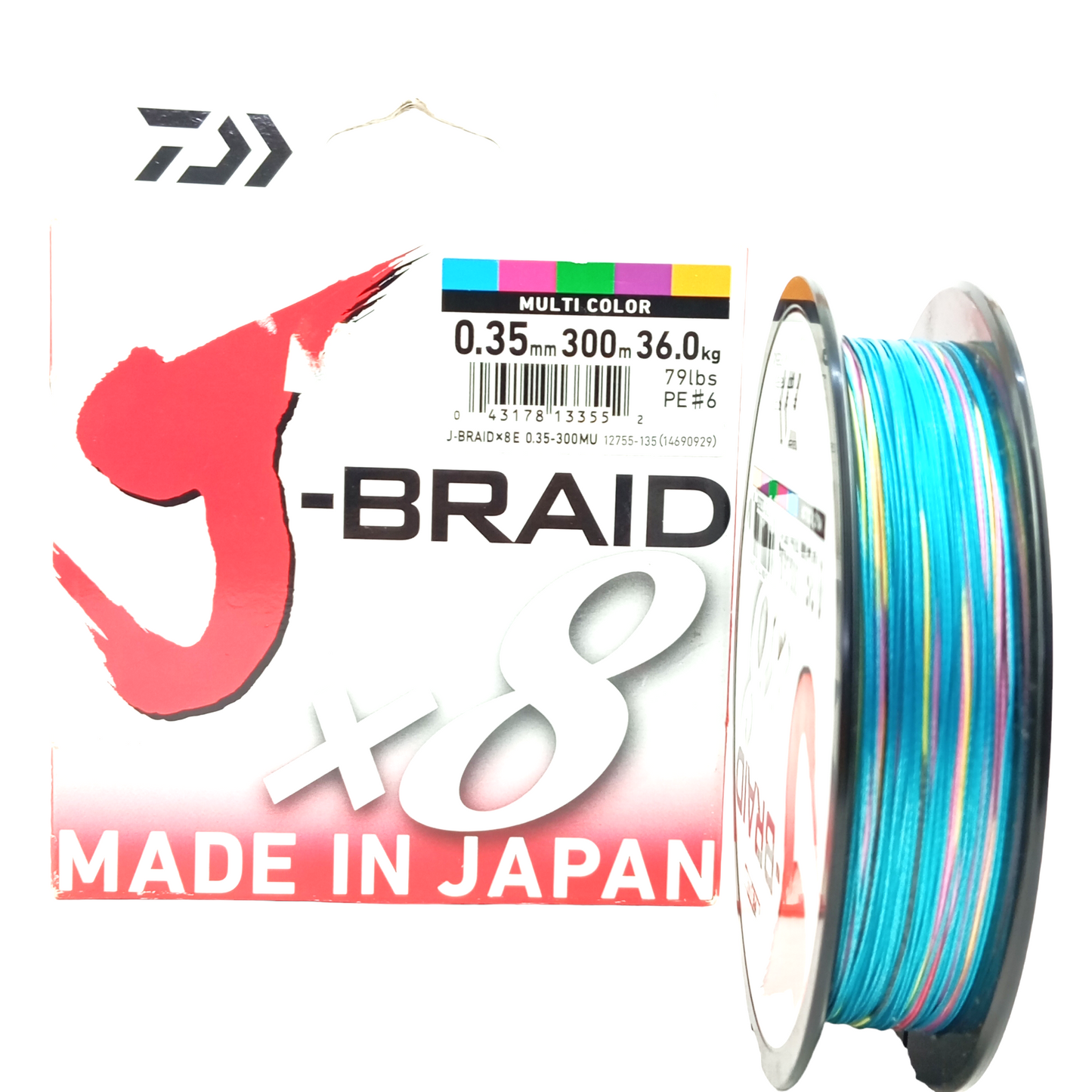 Dawa J-Braid X 8 Braided Line 0.35mm-79Lbs Multi Color Fishing Line Close Image