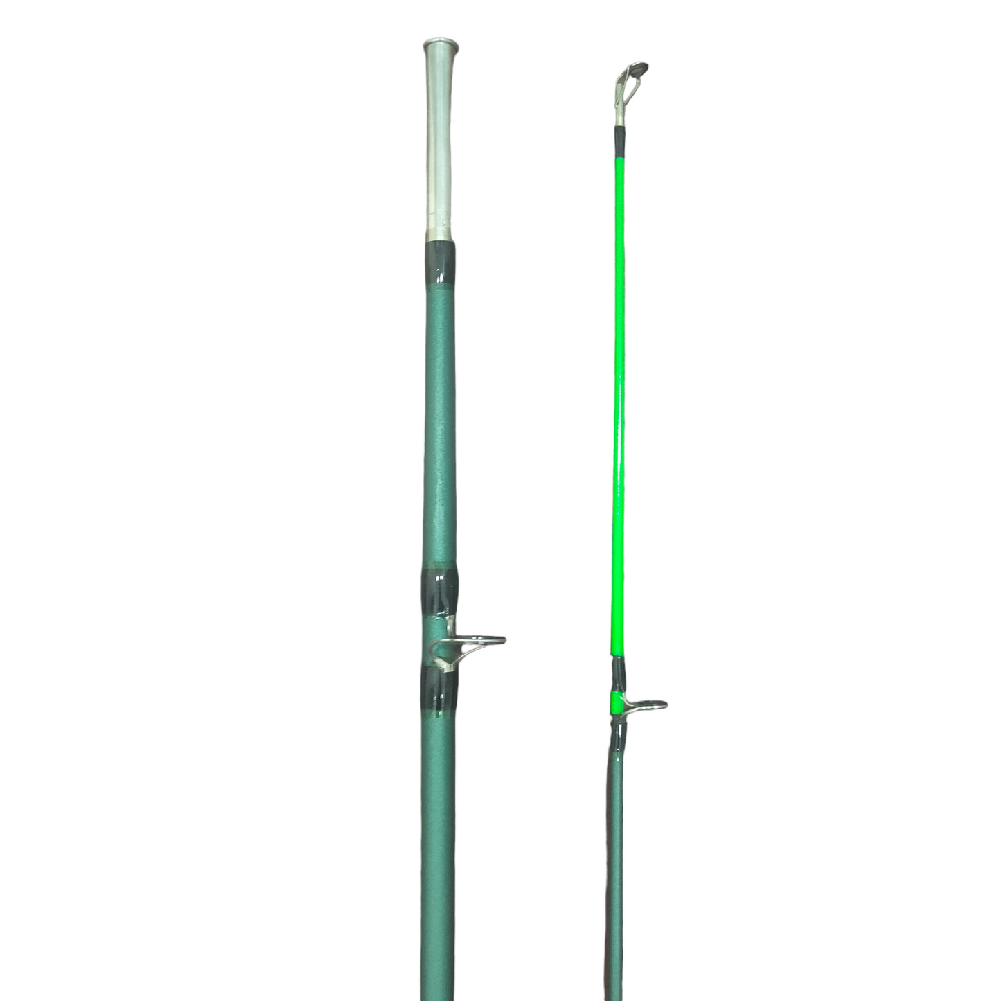 Etovel Crocodile Soild Glass Spinning Fishing Rod 8Ft - butt and rod holder - top view close up