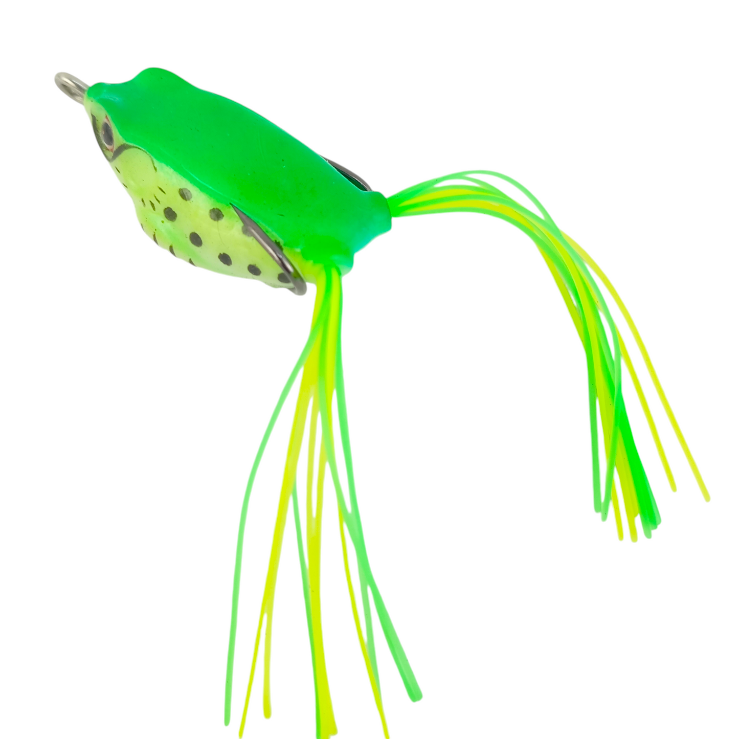 Fishing Frog Lure 12gms 5.5cm Green Yellow Black Close Up Image