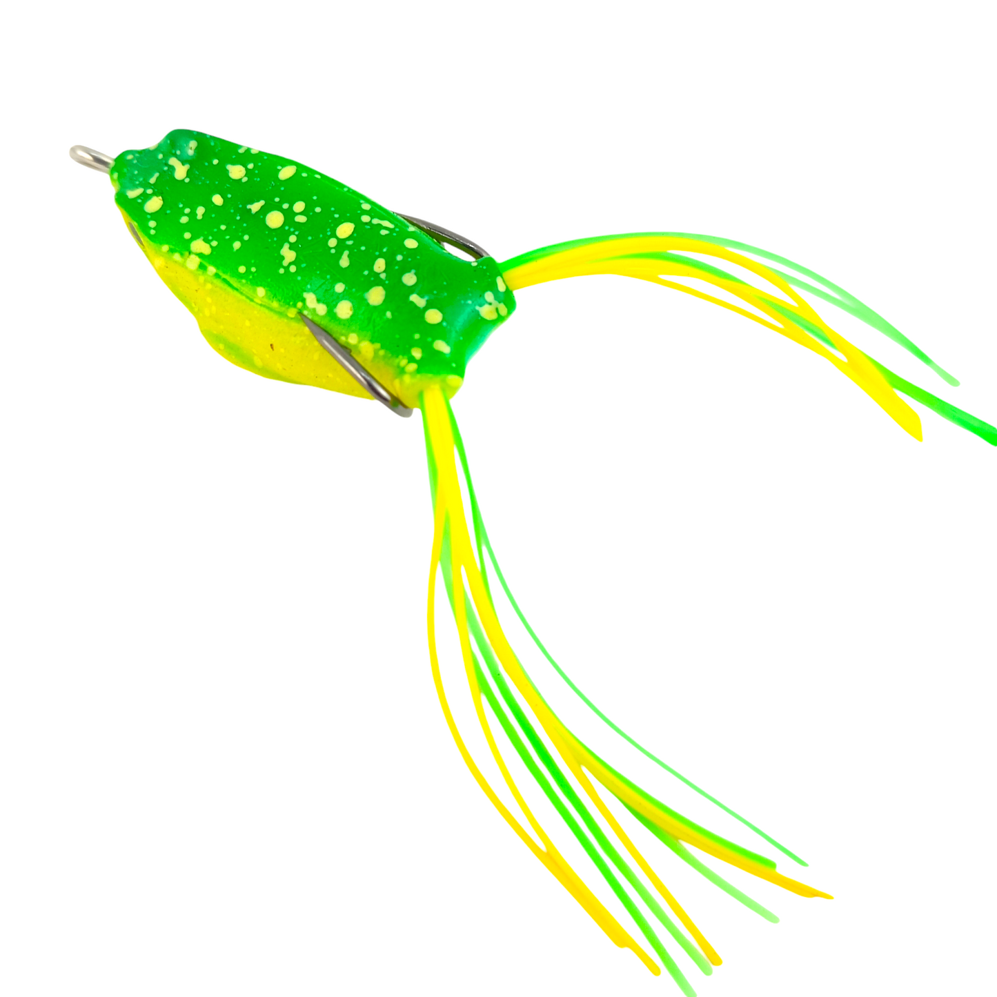 Fishing Frog Lure 12gms 5.5cm Green Yellow Close Up Image