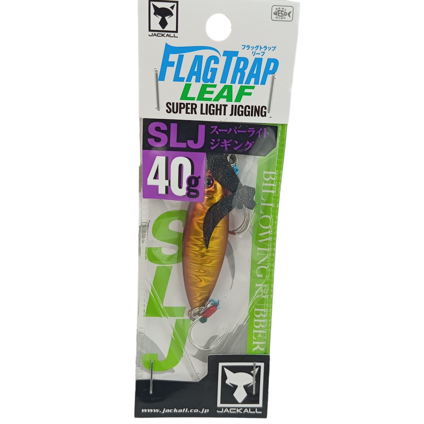 Jackall Flag Trap Leaf 40g Super Light Jig Fishing Lure Red &Gold MGM W HL Single Image