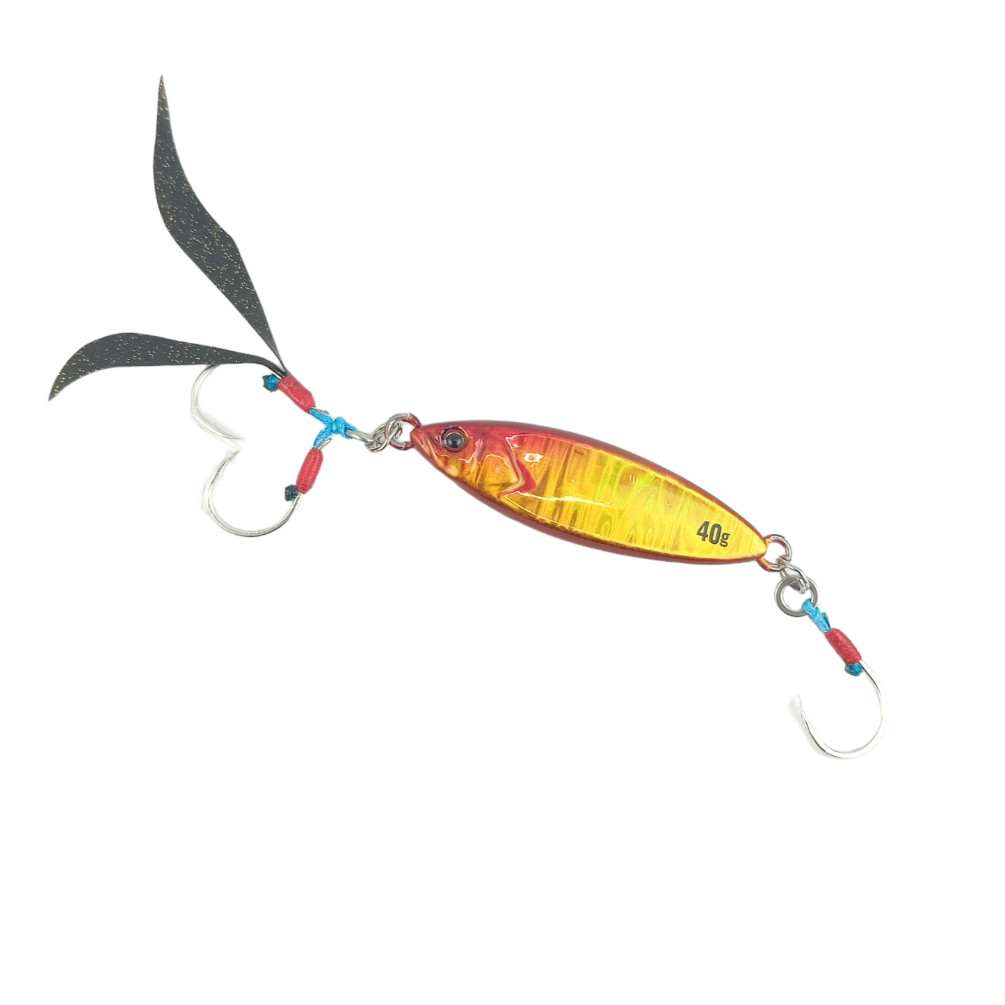 Jackall Flag Trap Leaf 40g Super Light Jig Fishing Lure Red &Gold MGM W HL Close Up Image