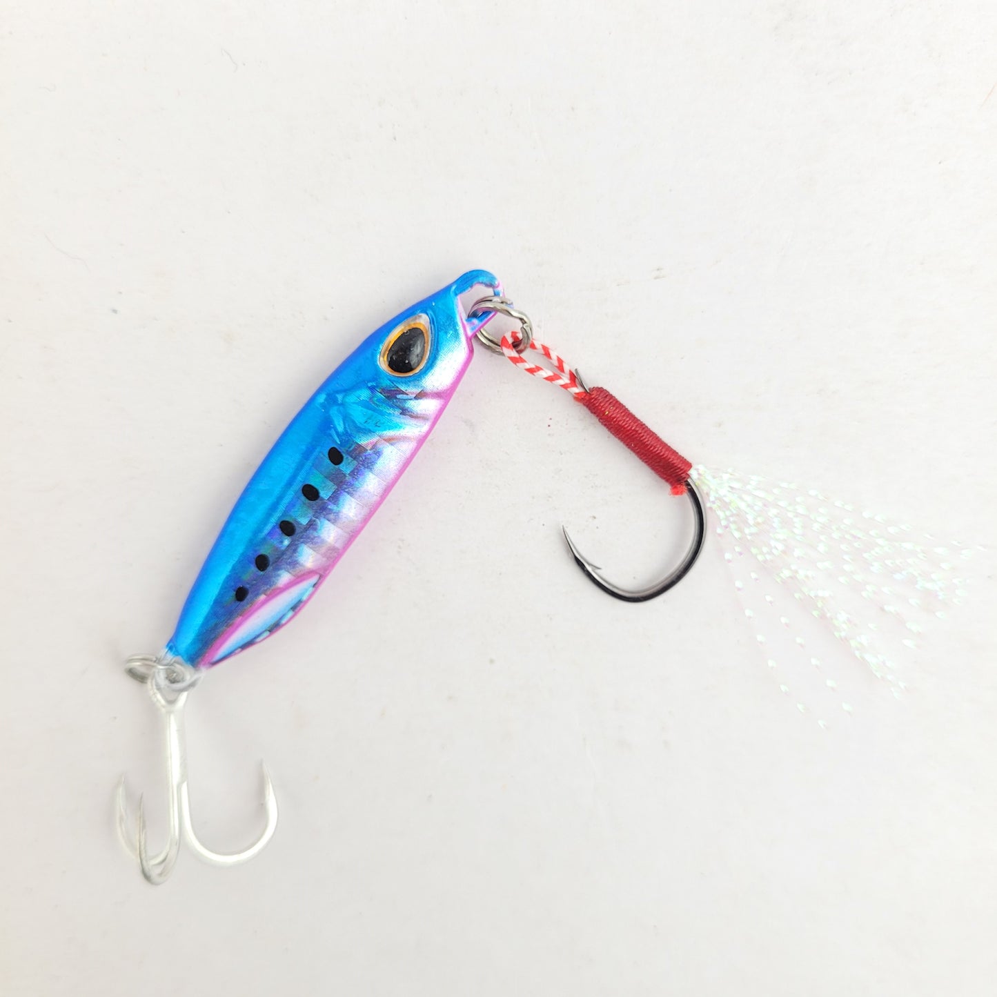 Jig Lure with Single Assist and Treble Hooks | 15g Blue Pink Image