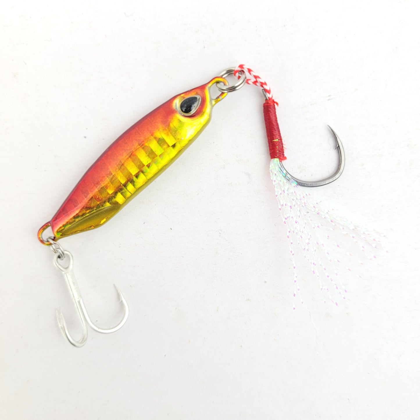 Jig Lure with Single Assist and Treble Hooks | 15g Orange Red Image