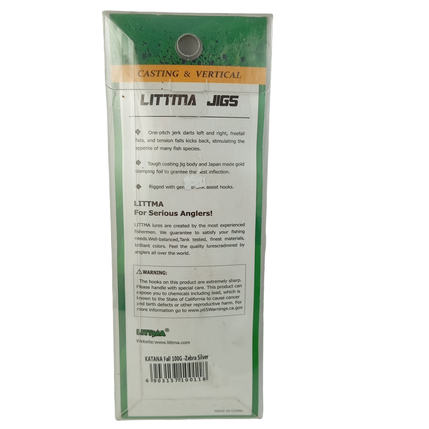 Littma Jig Katana Fall 100gms Jig Fishing Lure Pack Back Image