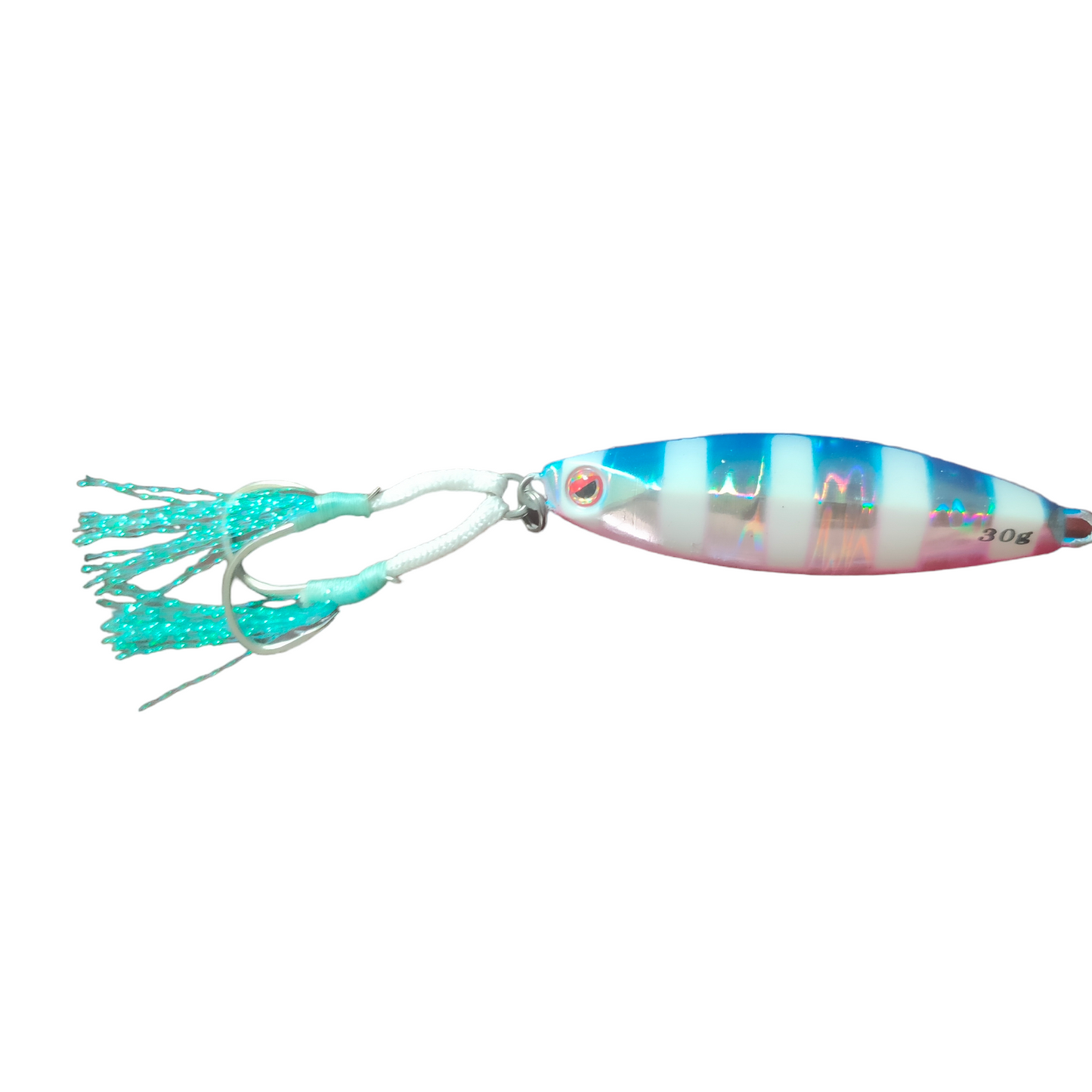 Littma_Jig_Katana_Slow_30gms_Jig_Fishing_Lure_Zebra_Blue_Pink_Close_UpImage