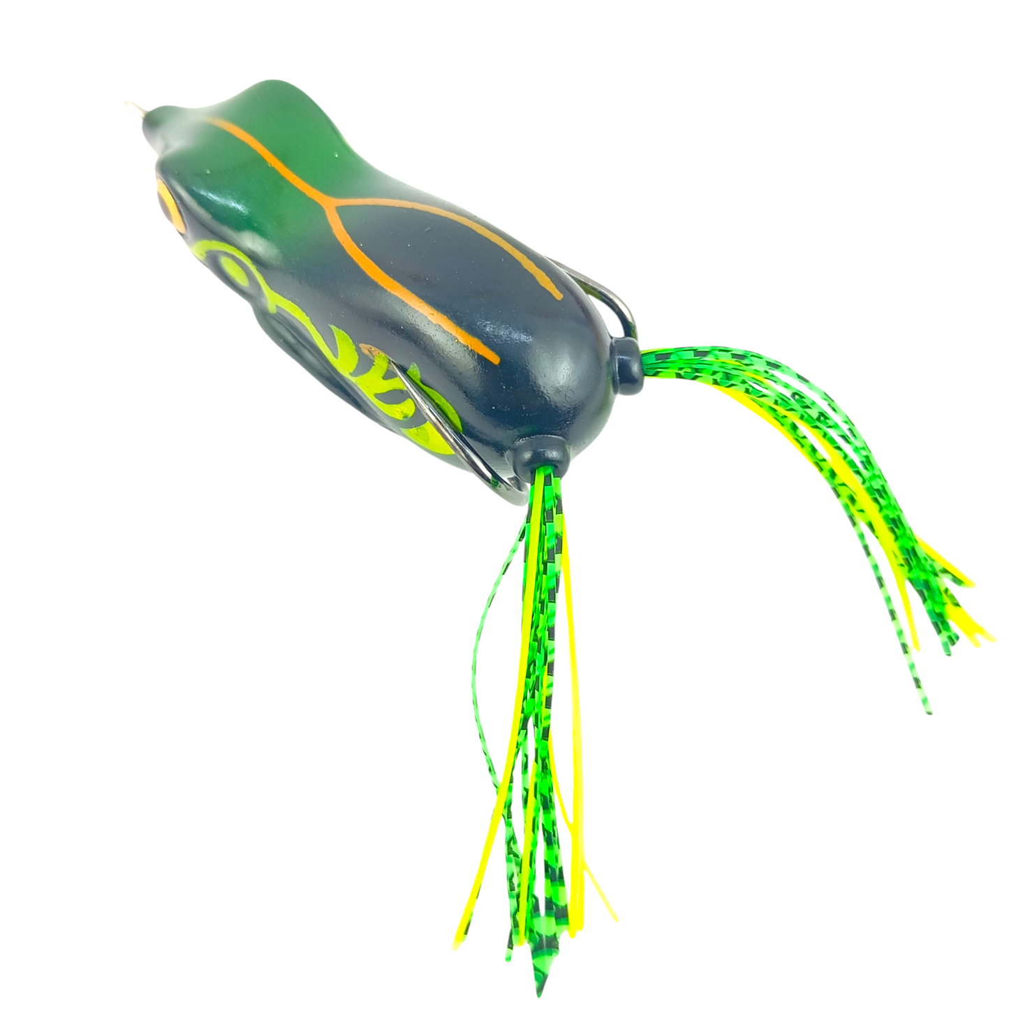 Long Casting Frog Fishing Lure 21gms 7cm Poison Green Black Close Up Image