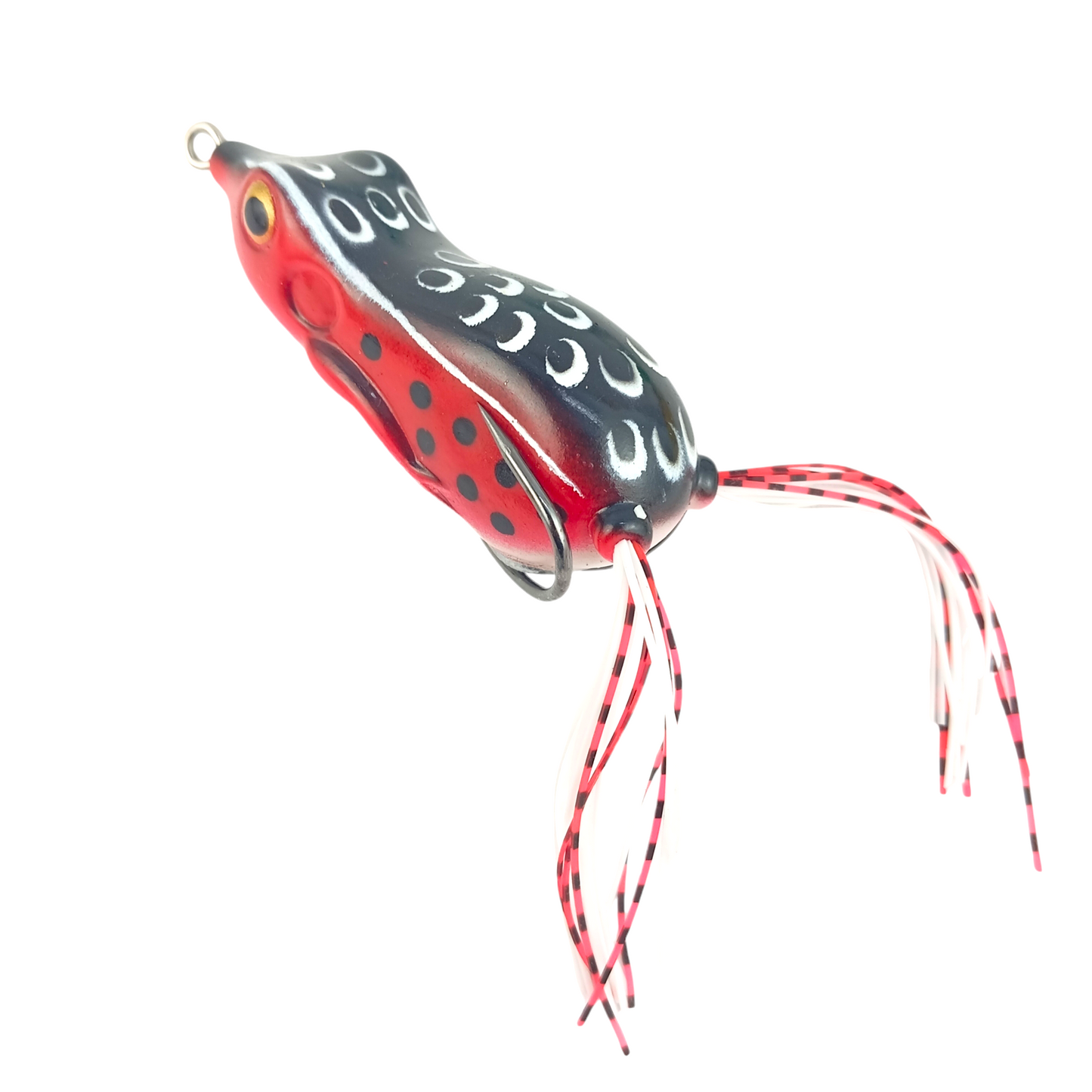 Long Casting Frog Fishing Lure 21gms 7cm Poison Red Black Close Up Image