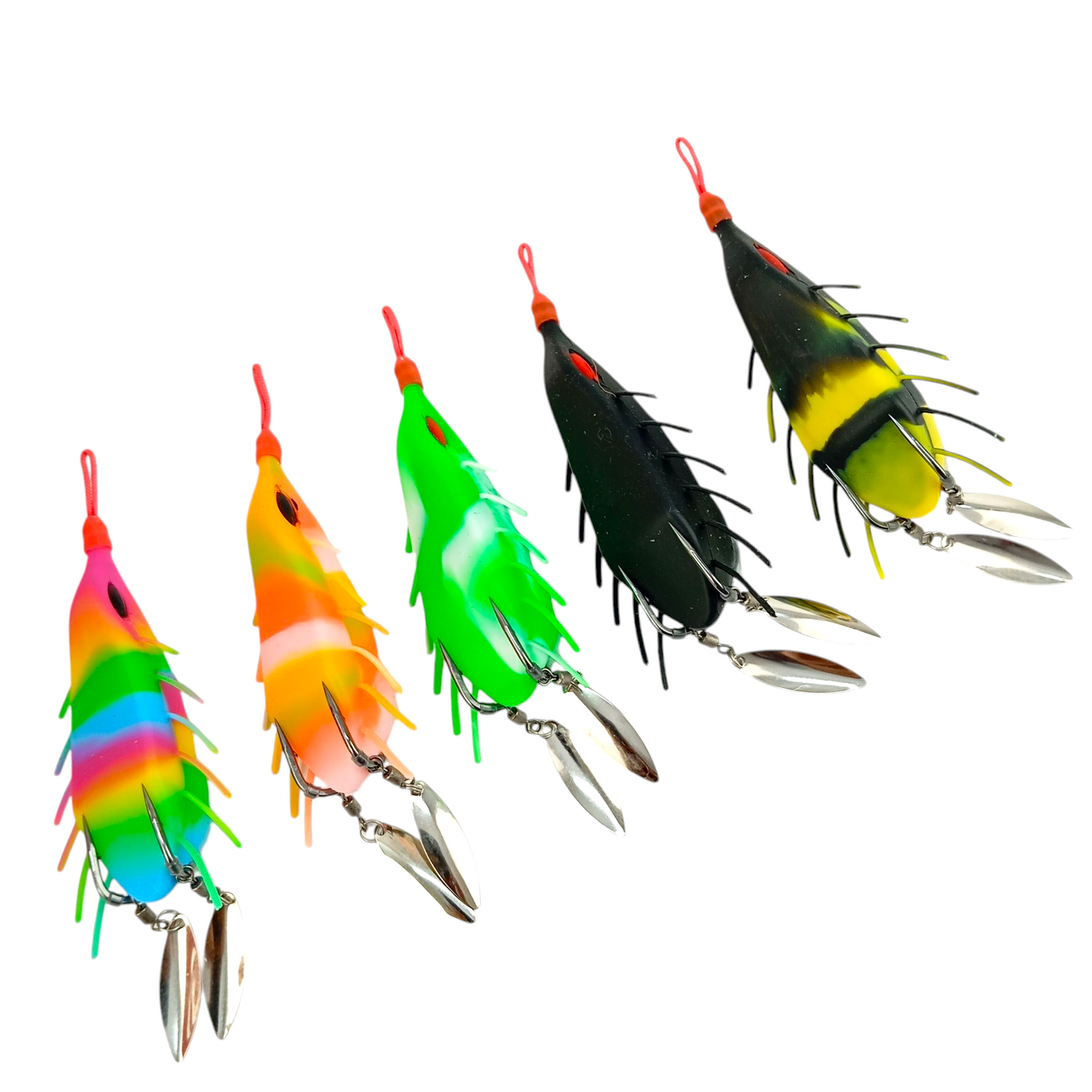 Long Costing Spinner Frog Lure 26gms-90mm Black Yellow Close Close Up Image
