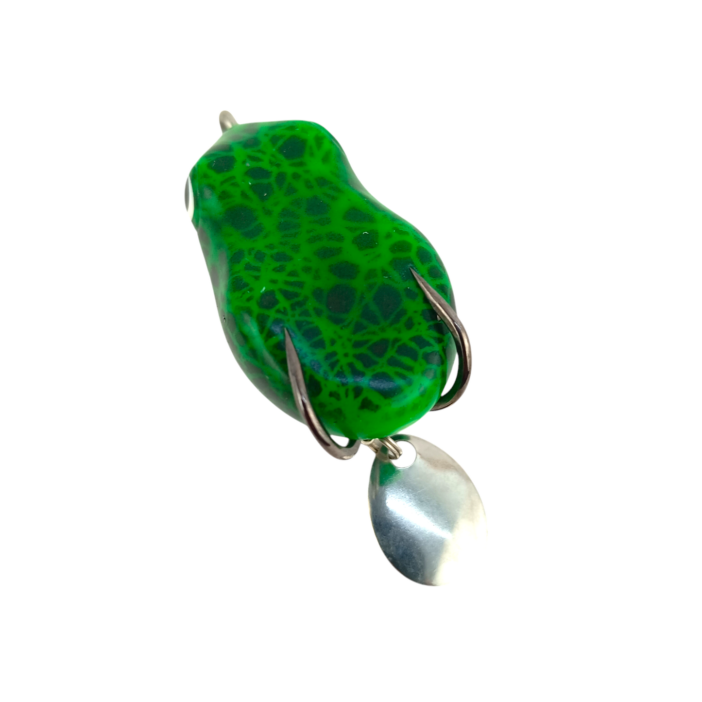 Morizo Mini Spinner Frog Lure 8.5gms 4.5cm Green Black Close Up Image