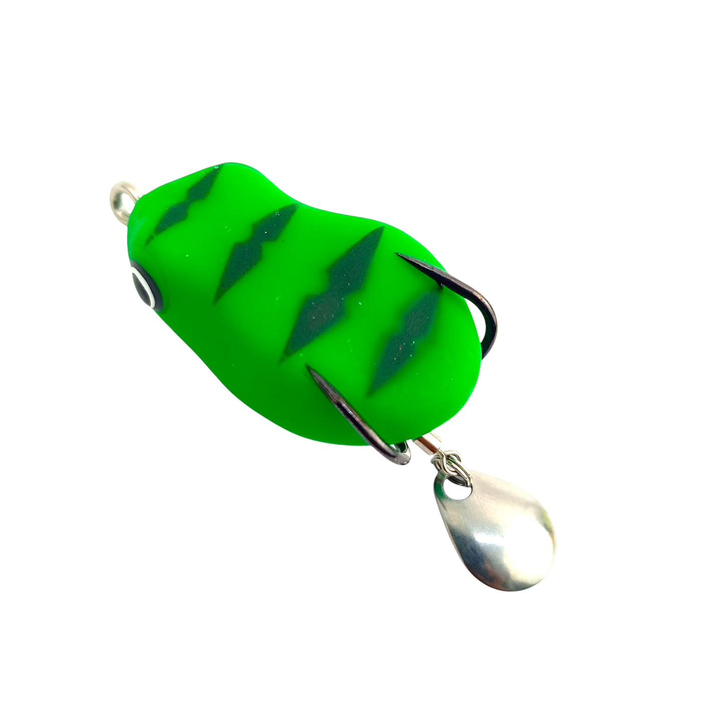 Morizo Mini Spinner Frog Lure 8.5gms 4.5cm Green Black Close Up Image (2)