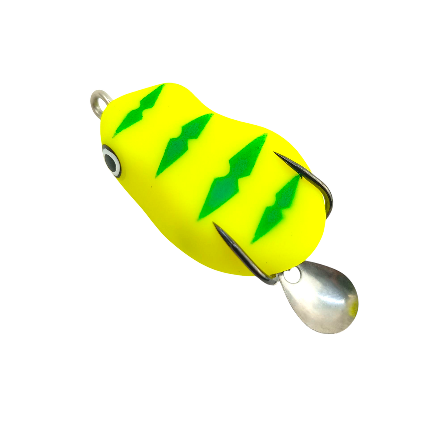 Morizo Mini Spinner Frog Lure 8.5gms 4.5cm Yellow Green Close Up Image