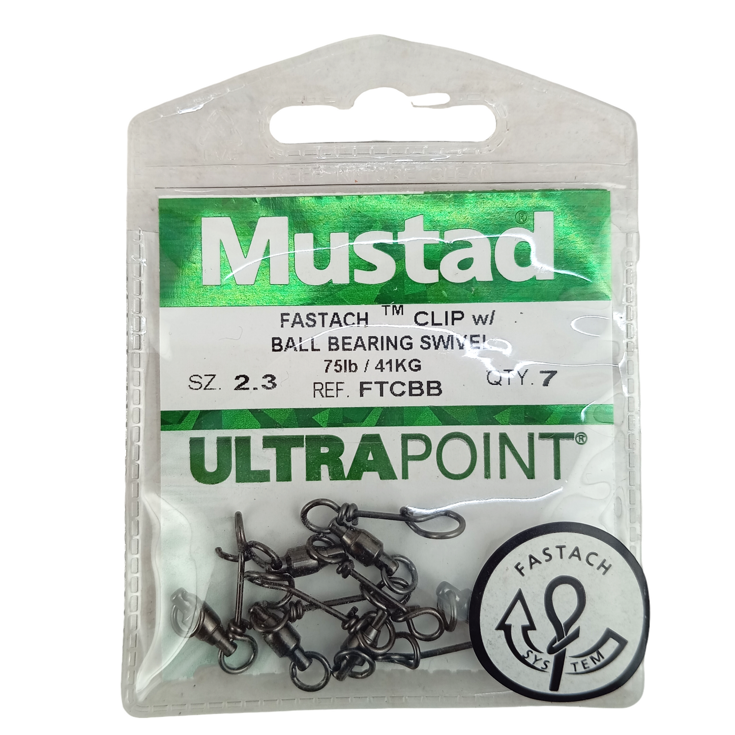 Mustad Fastach Clip Ball Bearing Swivel Size 2.3 Close Image