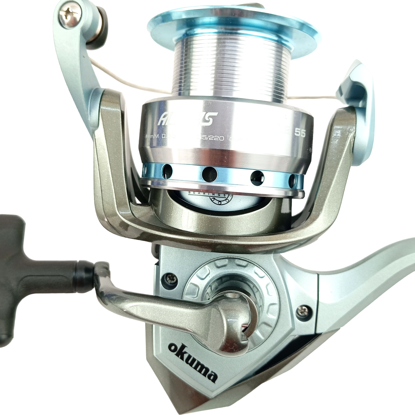 Okuma Alaris ALS 55 Spinning Fishing Reel Close Up Image