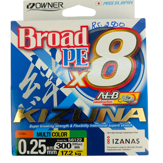 Owner Kizuna Broad PE X8 Fishing Braid Line-300m ( Multi Color)