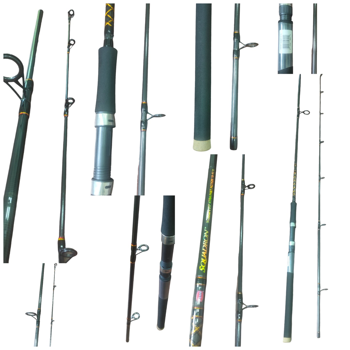 Multiple images collage Penn Squadron 8 FT Spinning Fishing Rod 15-40 LB Best fishing Rod
