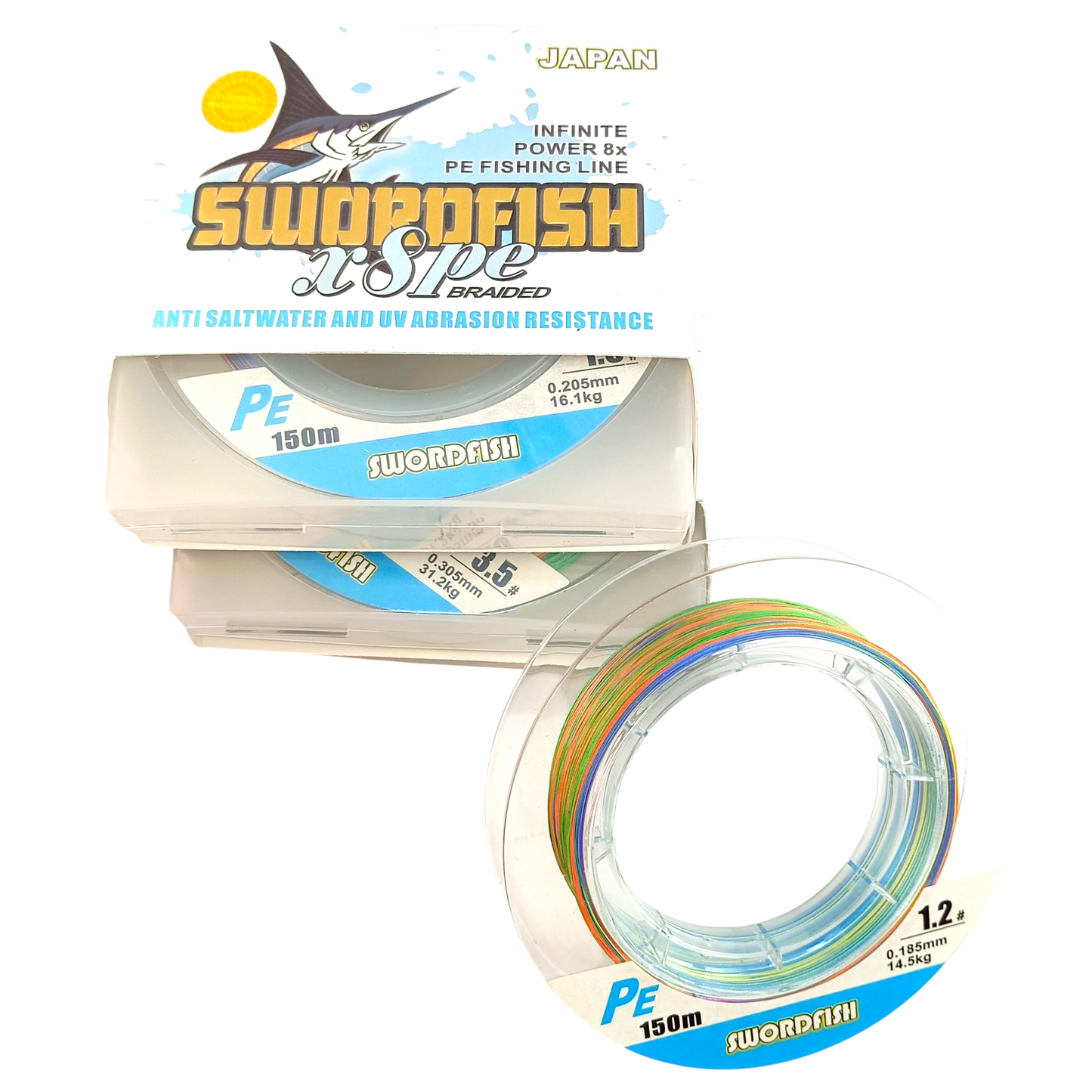Swordfish X8 PE Multi Color Braided Line -150m Spools