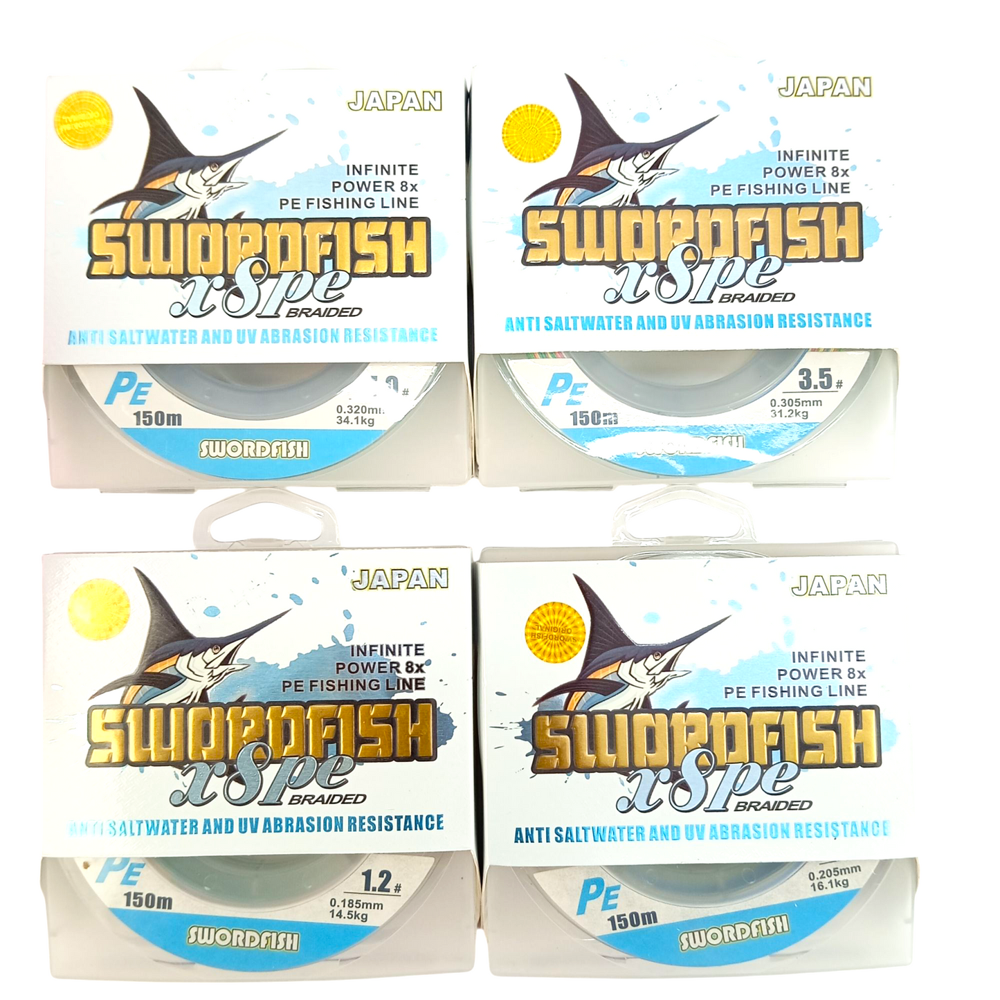 Swordfish X8 PE Multi Color Braided Line -150m Spools