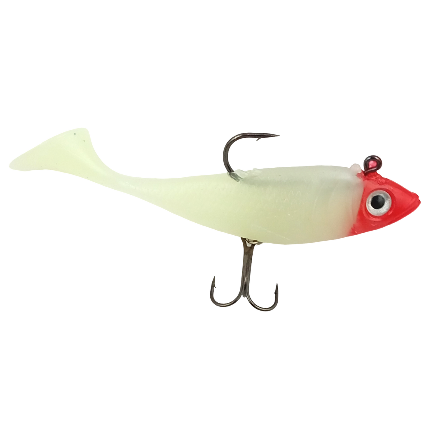 Weighted Soft Fishing Lure With Treble Hook | 19gm/10cm Glow red head image