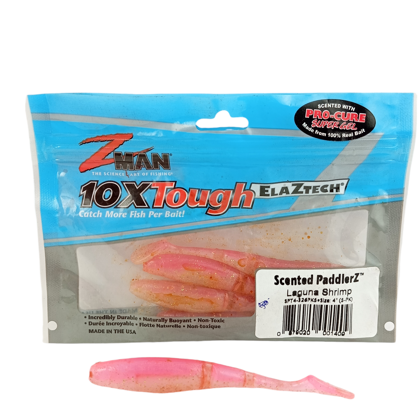 Z-Man Scented Paddlerz Size 4 Soft Fishing Lure Laguna Shrimp Close Image
