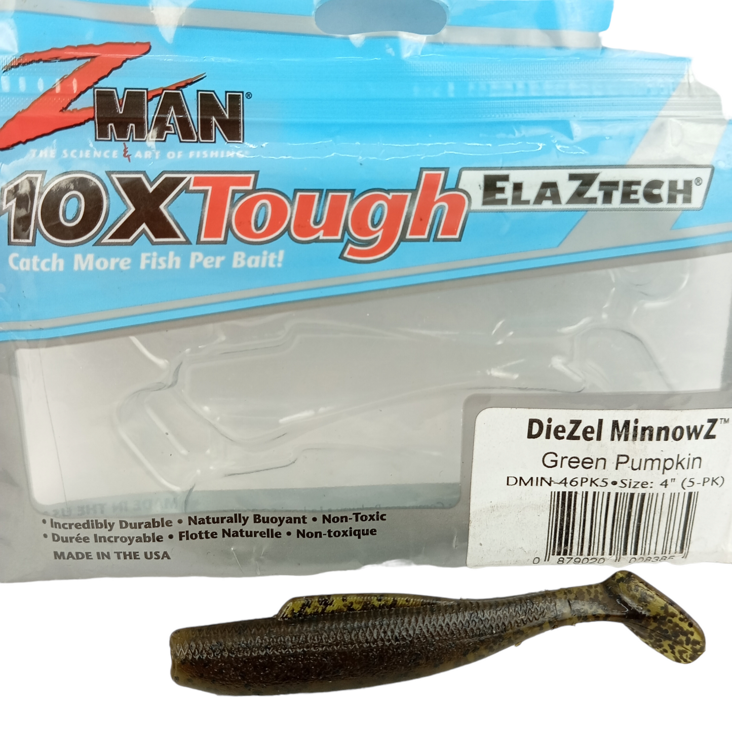 Z Man DieZel MinnowZ Size-4 Green Pumpkin Single Image