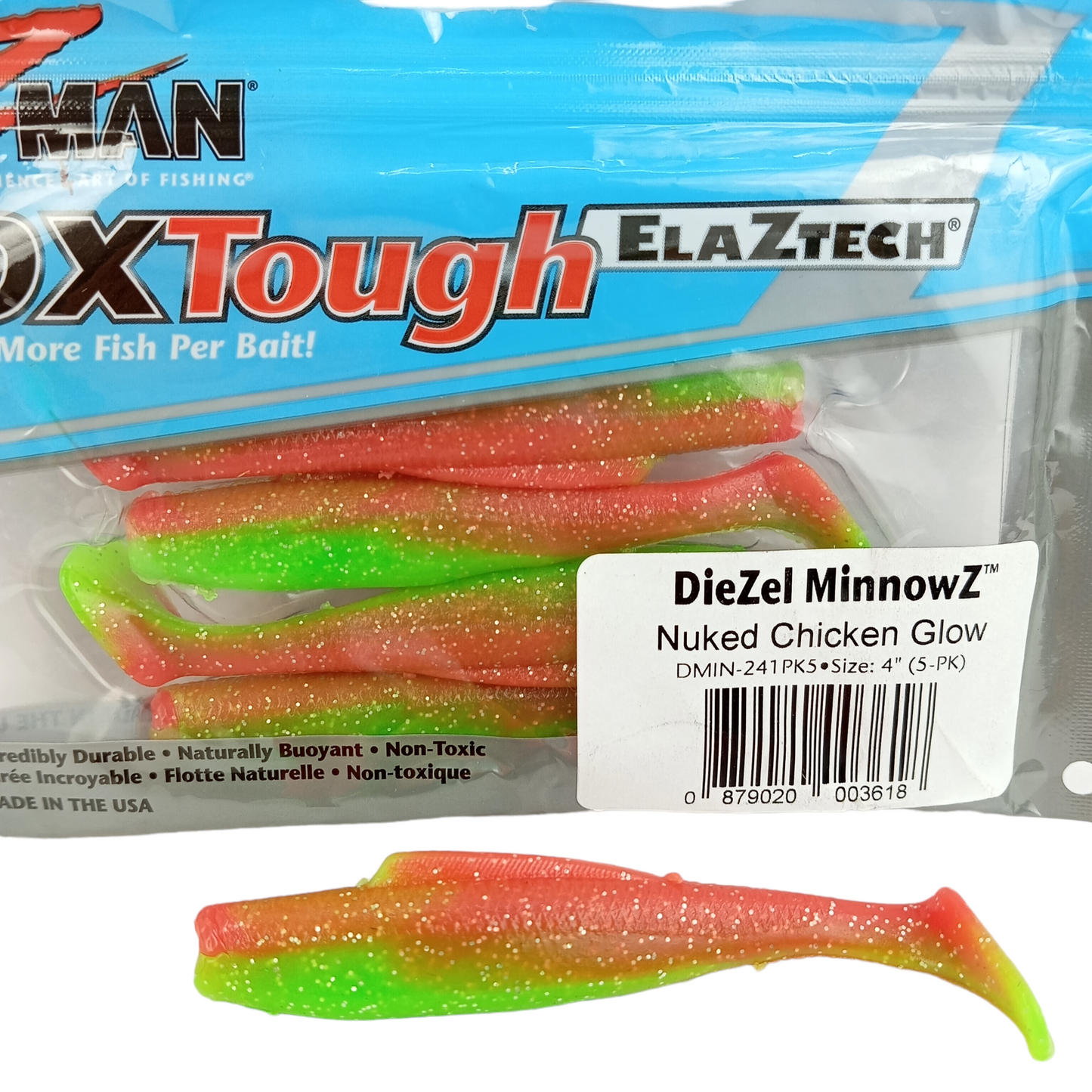 Z Man DieZel MinnowZ Size-4 Nuked Chicken Glow Single Image