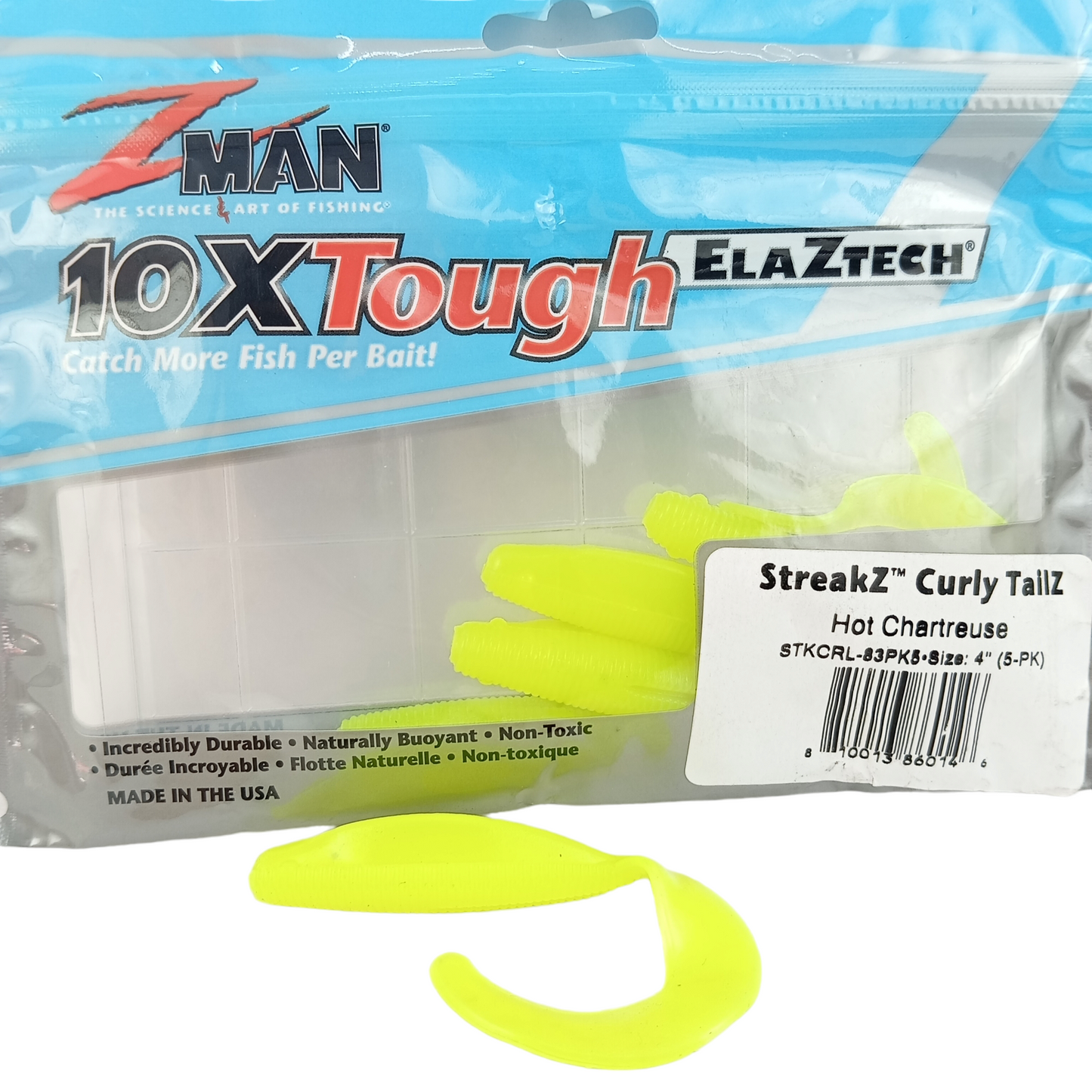 Z Man SteakZ Curly TailZ Size-4 Curly Tail-Hot Chartreuse Single Image