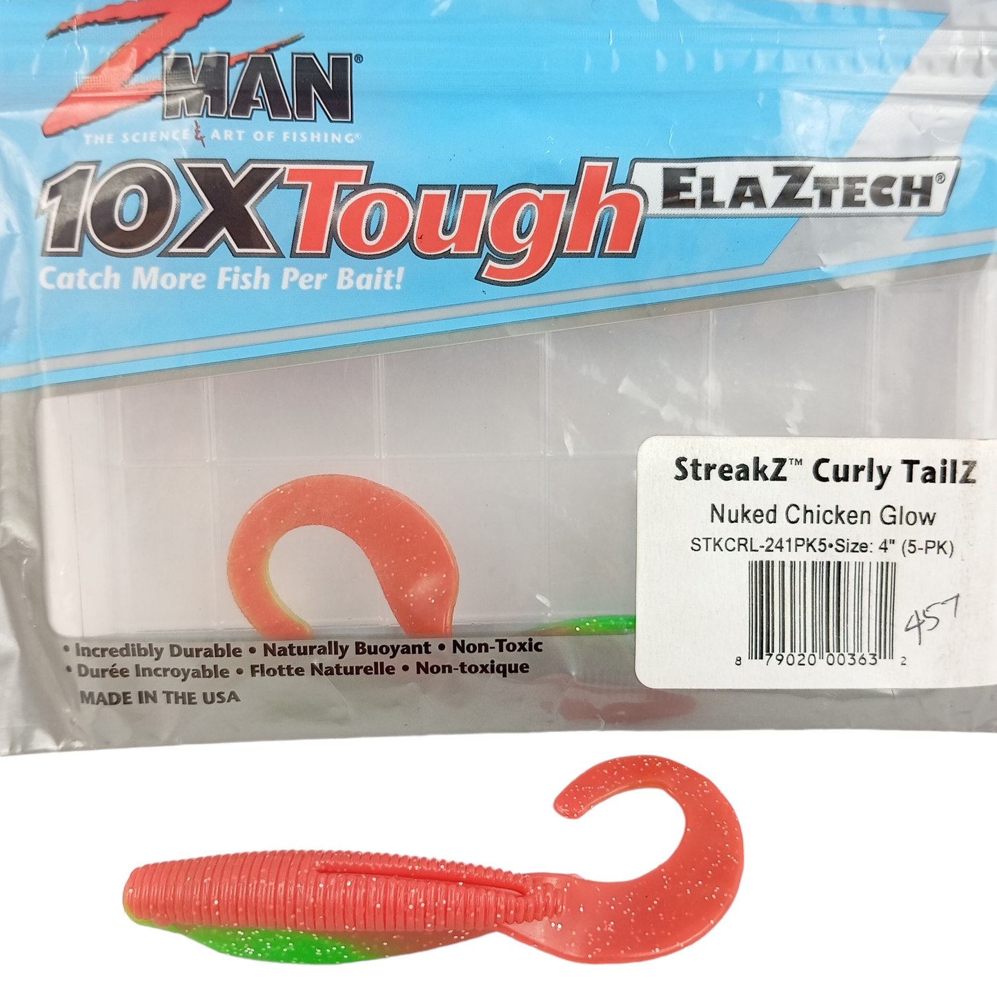 Z Man SteakZ Curly TailZ Size-4 Curly Tail- Nuked Chicken Glow Single Image