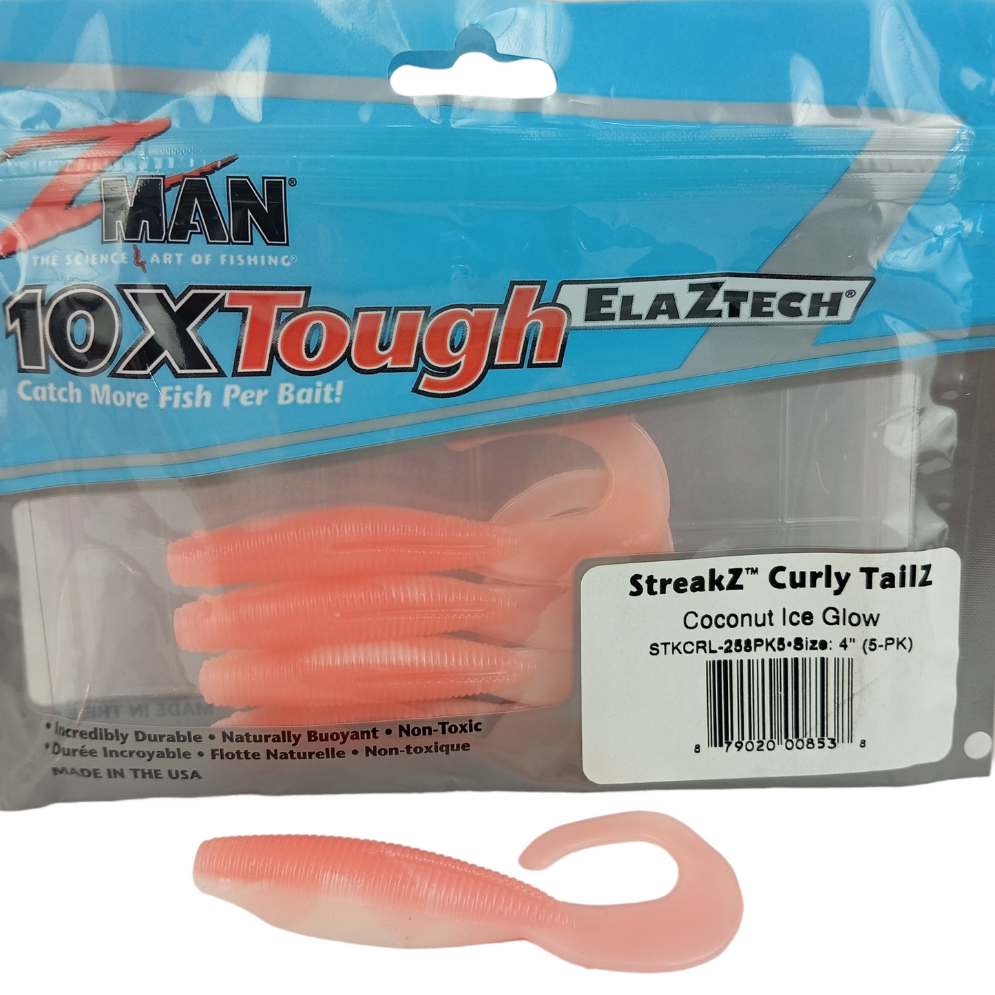 Z Man SteakZ Curly TailZ Size-4 Curly TailZ- Coconut Ice Glow Single Image