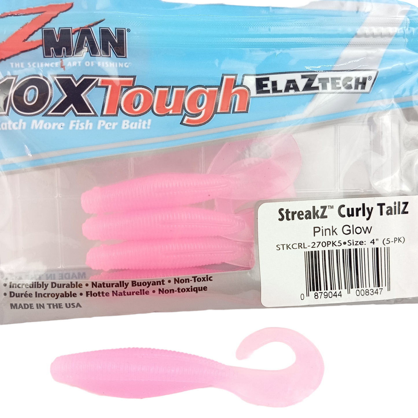 Z Man SteakZ Curly TailZ Size-4 Curly TailZ- Pink Glow Single Image