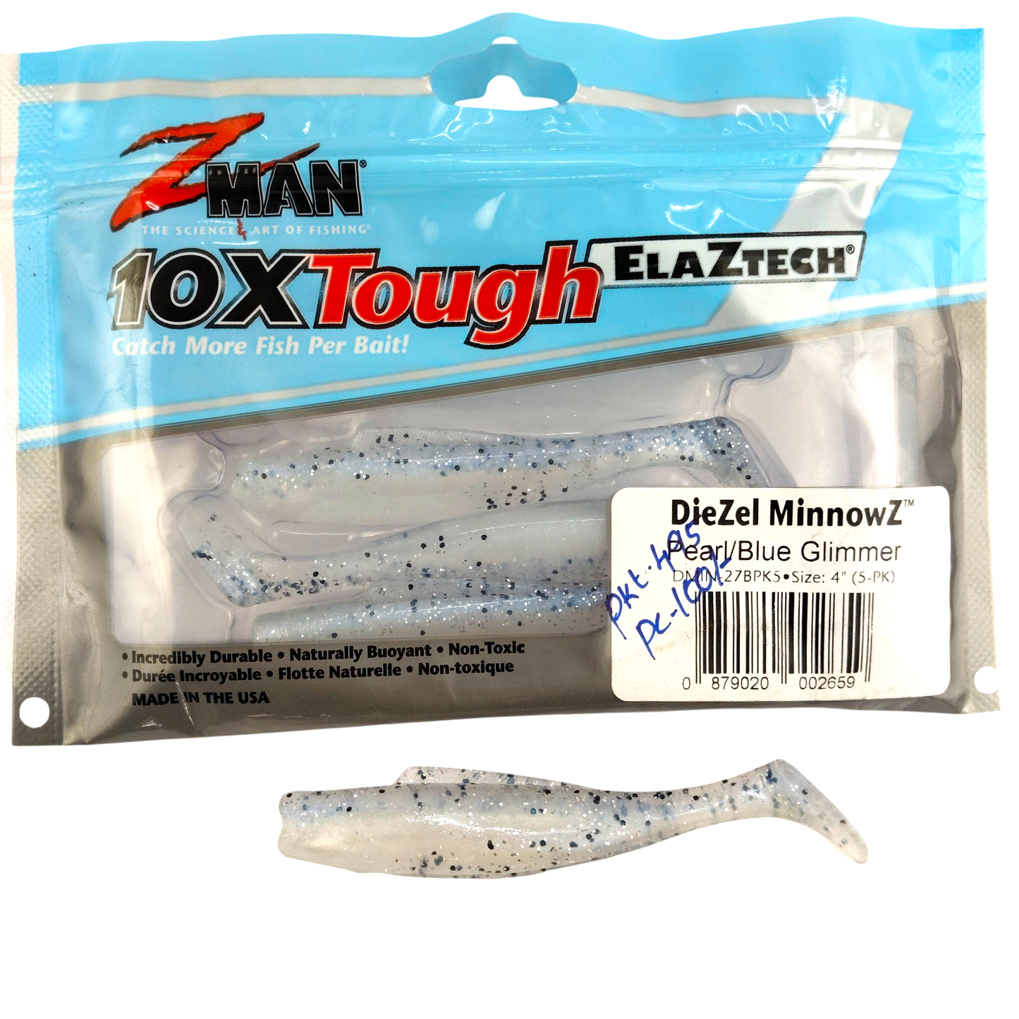Z Man DieZel MinnowZ Size-4 Pearl Blue Glimmer Close up Image