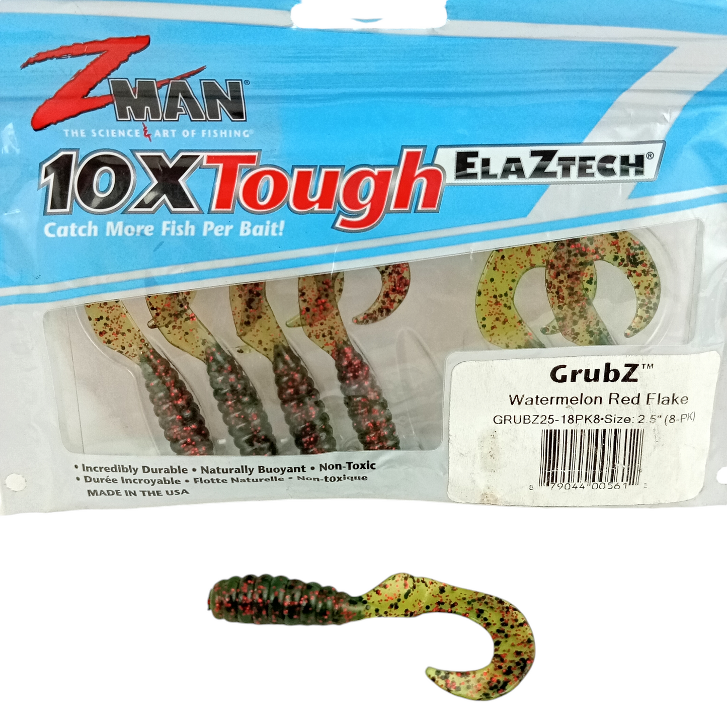 Z Man GrubZ Size-2.5 Watermelon Red Flake Single Close Up Image
