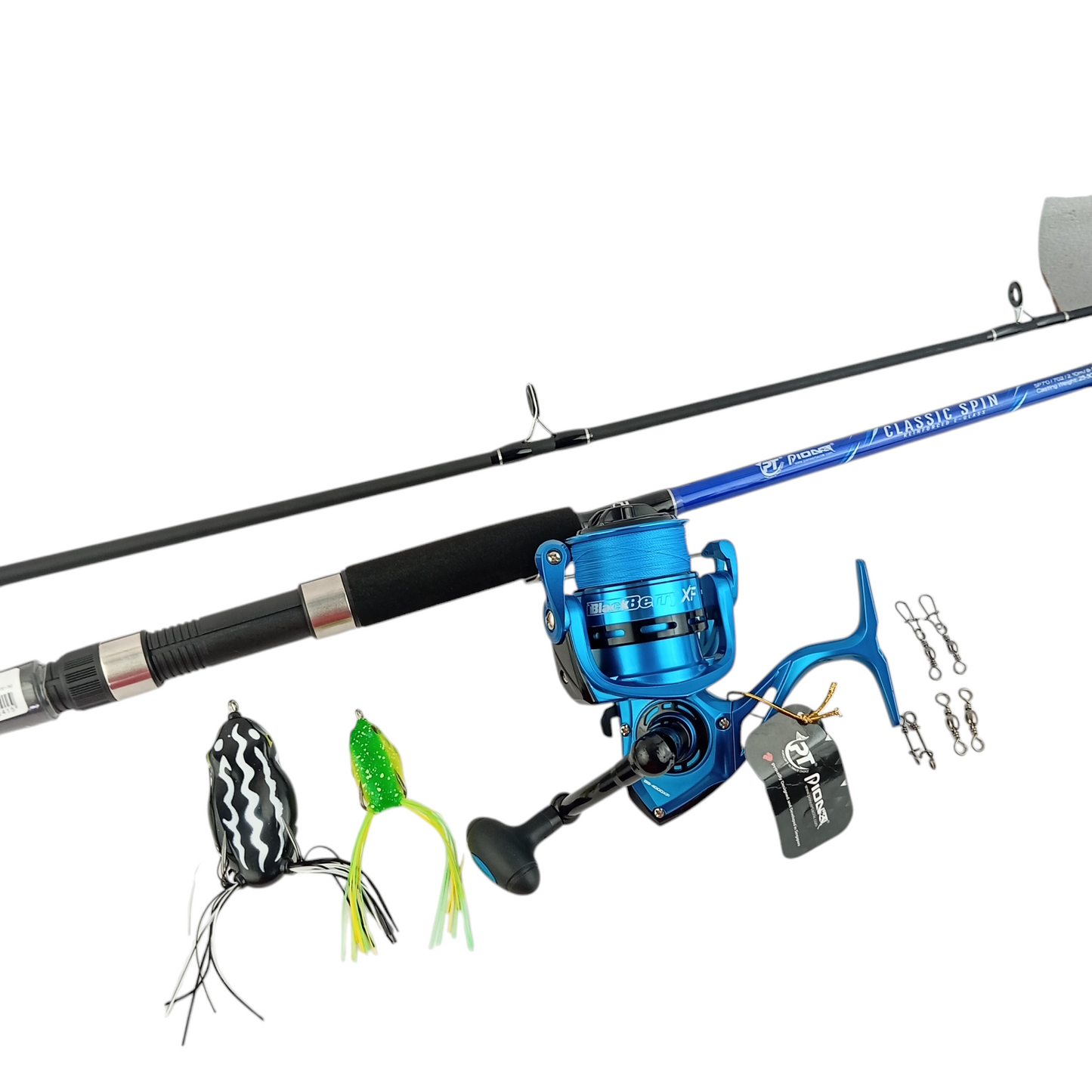 Beginner Fresh Water Combo |Fishing Rod & Reel | Frog |Snap Swivel| Braid Line Complete Set