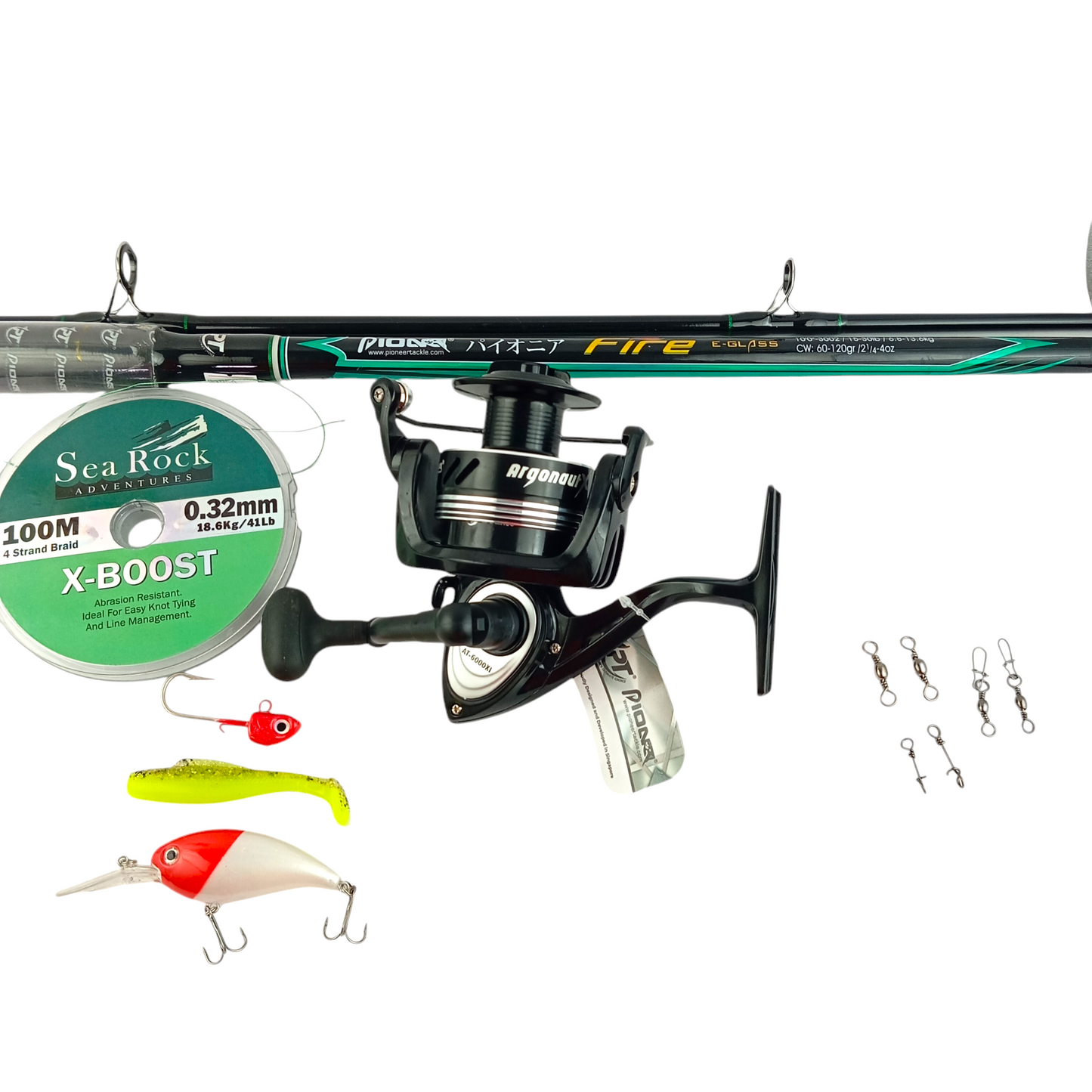 Budget Friendly Saltwater Fishing Combo  Rod & Reel Braid LineLures Snap Swivel Braid Line Full Set Main Image