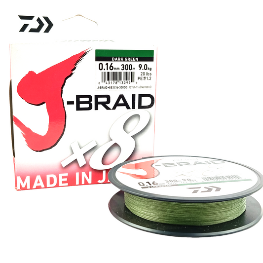 Dawa J-Braid X 8 Braided Line 0.16mm-20Lbs Dark Green Main Image