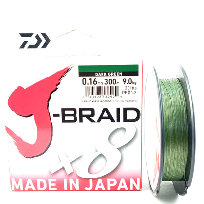 Dawa J-Braid X 8 Braided Line 0.16mm-20Lbs Dark Green Main Image Close Image