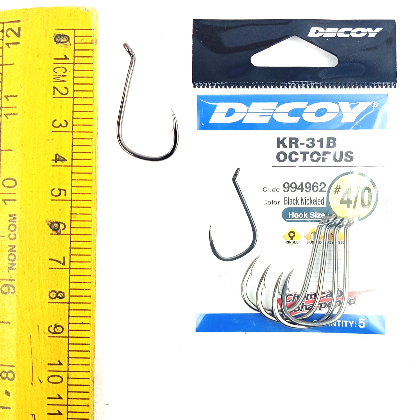 Decoy KR-22 Black Nickeled Hook Size 1-0 Close Up Image
