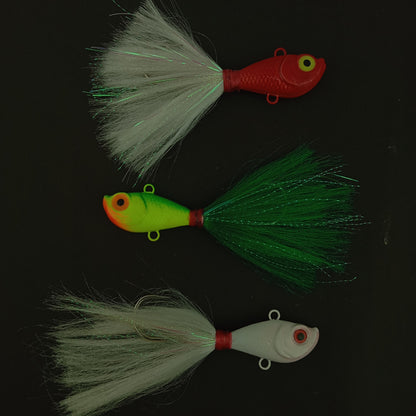 Flyby Bucktail Jig Hand Made 65gms 7.5cm 5-0 Hook All Close Up Image