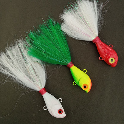 Flyby Bucktail Jig Hand Made 65gms 7.5cm 5-0 Hook All Colours Close Up Image