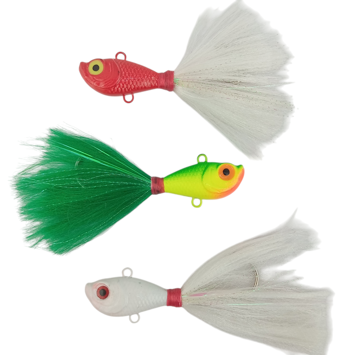 Flyby Bucktail Jig Hand Made 65gms 7.5cm 5-0 Hook All Head Close Up Image