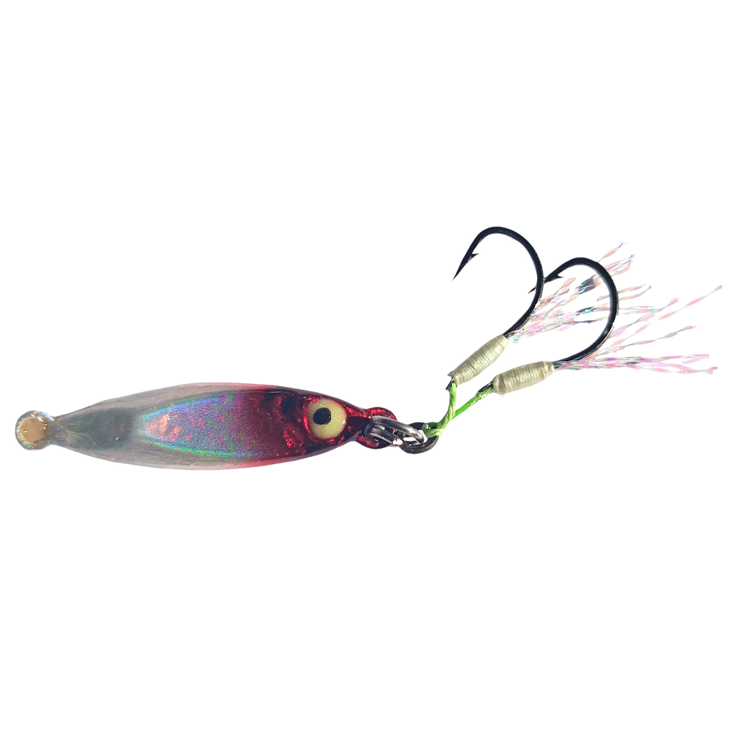 Hand Made Micro Jigs 3.5cm-5gms Glow Red Head Close Up Image