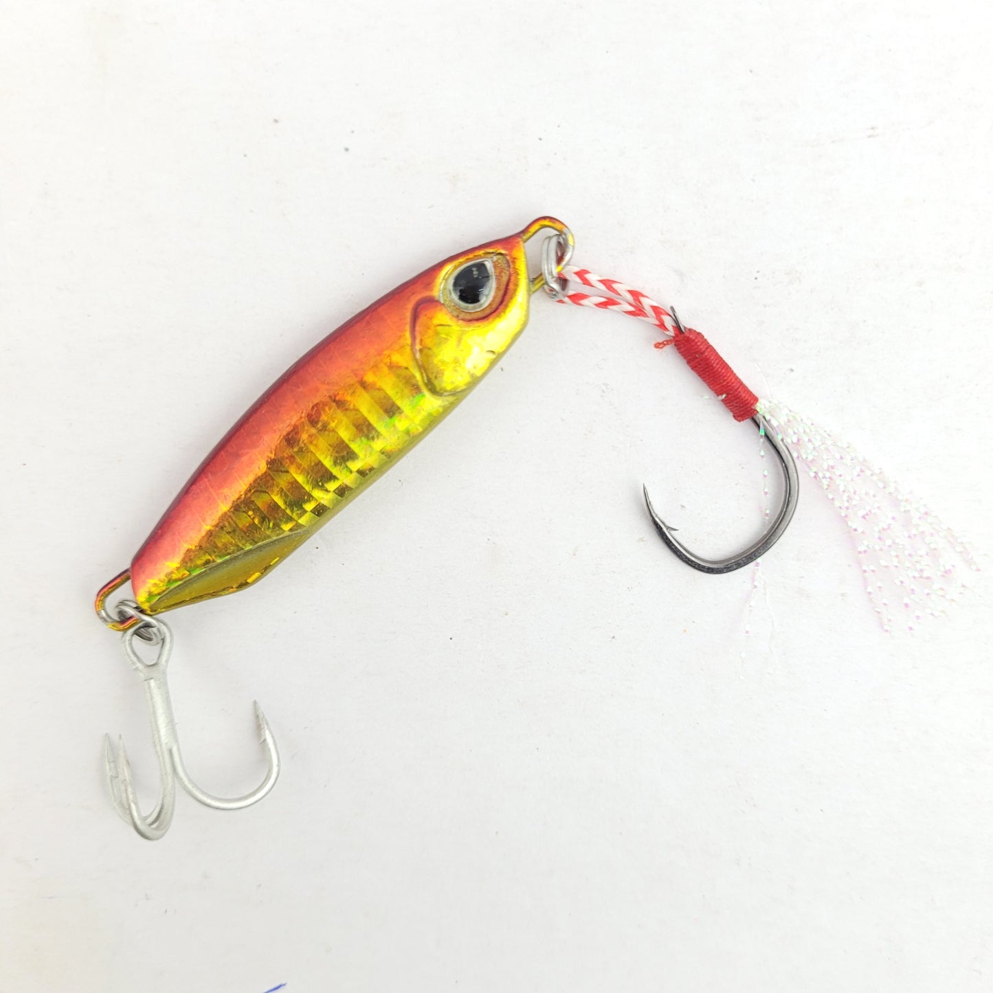 Jig Lure with Single Assist and Treble Hooks | 20g Orange red