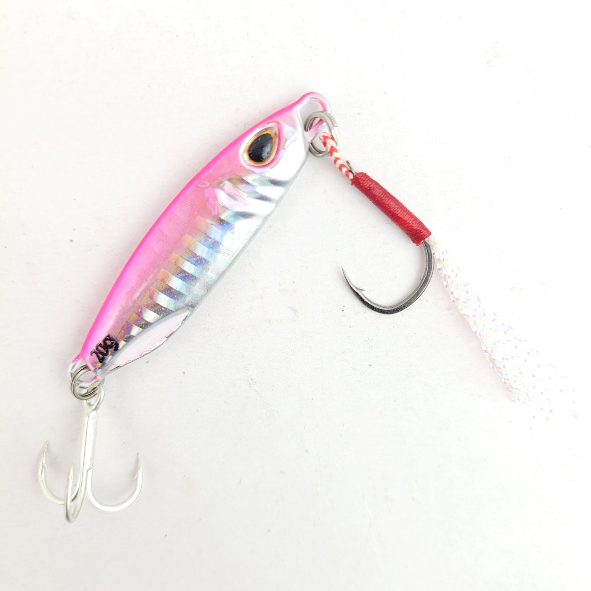 Jig Lure with Single Assist and Treble Hooks | 20g Pink silver image